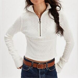 Free People We The Free Midnight Half Zip Off White Color Womens size Medium